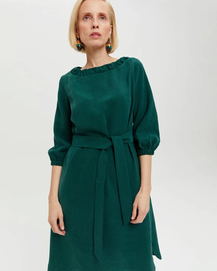 AYANI Damen vegan Kleid Celine Waldgrün