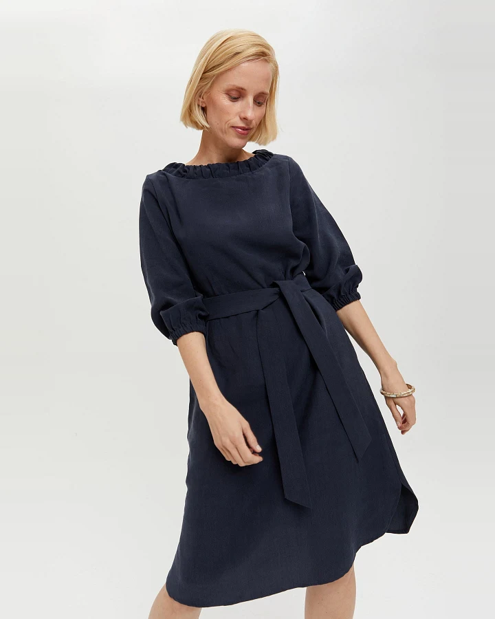 AYANI Damen vegan Kleid Celine Dunkelblau