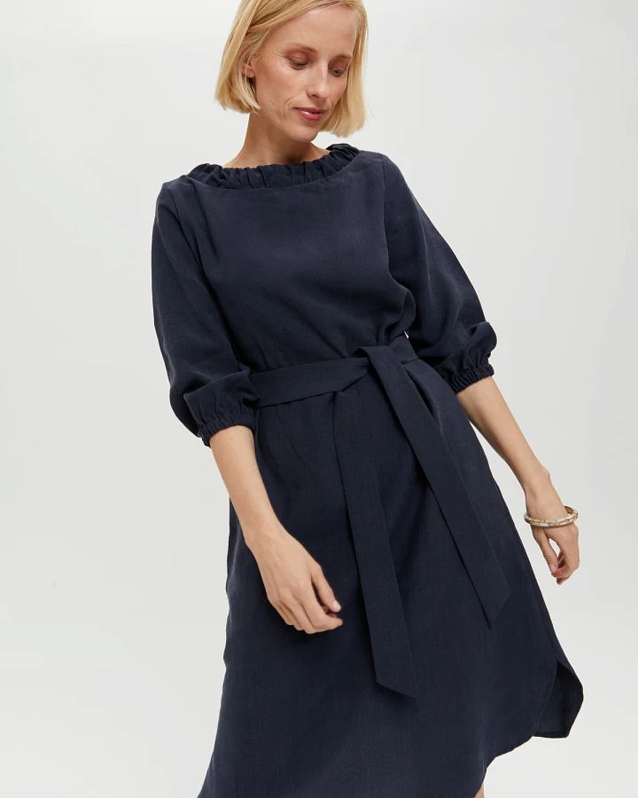 AYANI Damen vegan Kleid Celine Dunkelblau