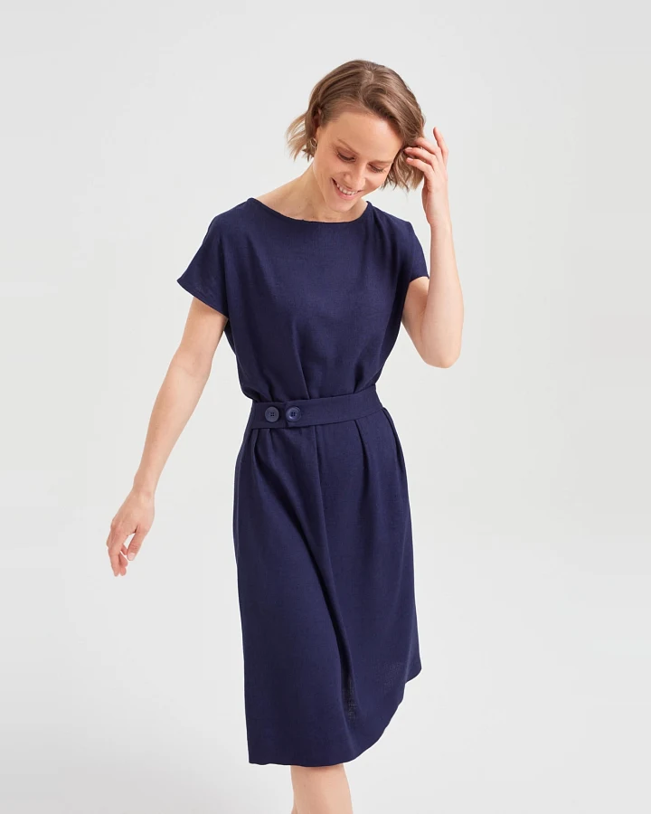 AYANI Damen vegan Kleid Sati Total Eclipse Navy