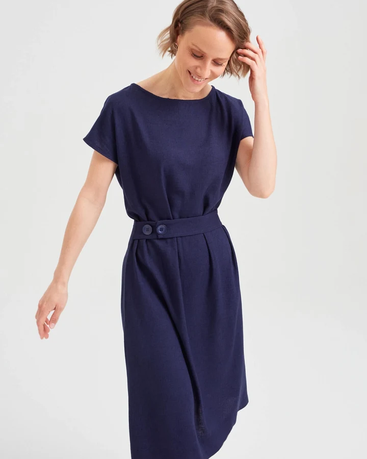 AYANI Damen vegan Kleid Sati Total Eclipse Navy