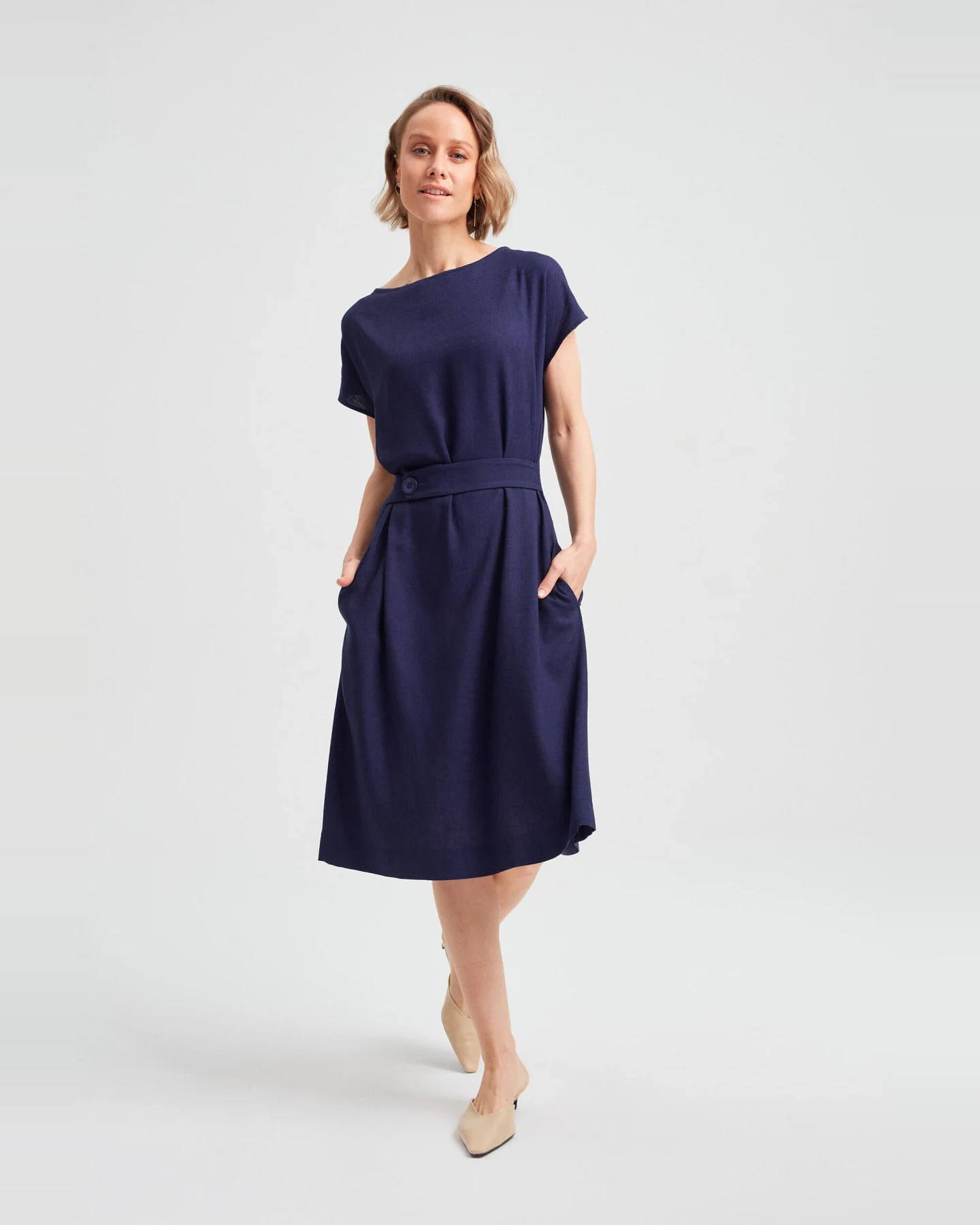 AYANI Damen vegan Kleid Sati Total Eclipse Navy – Ansicht 2