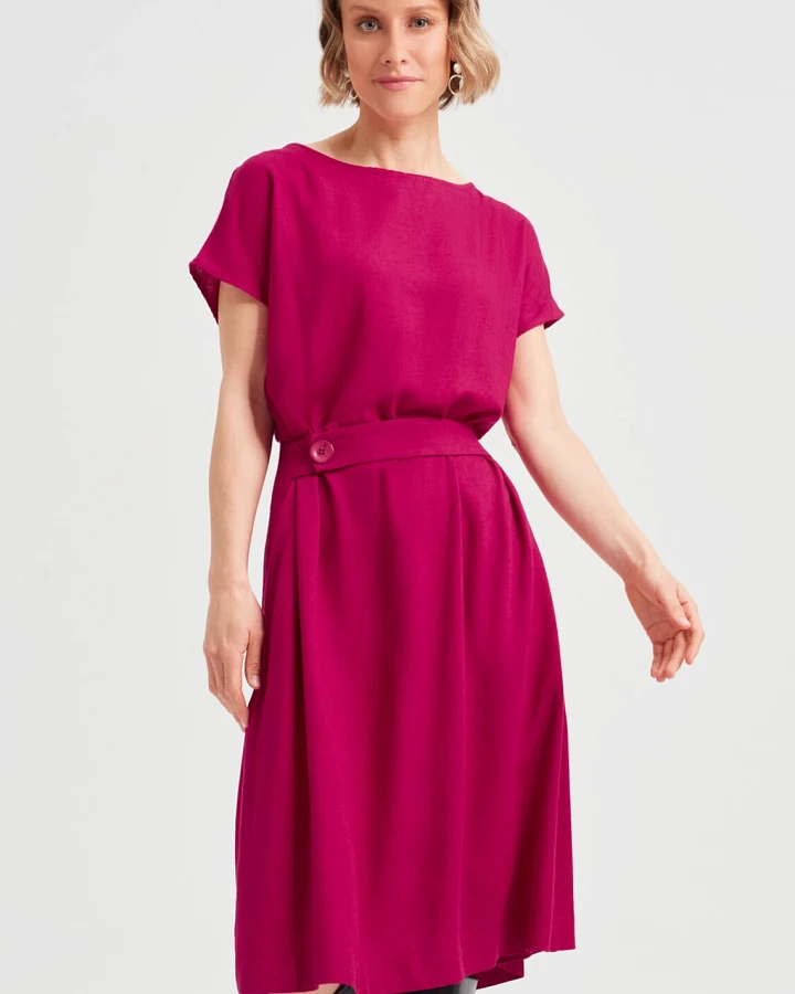AYANI Damen vegan Kleid Sati Kirschenrot