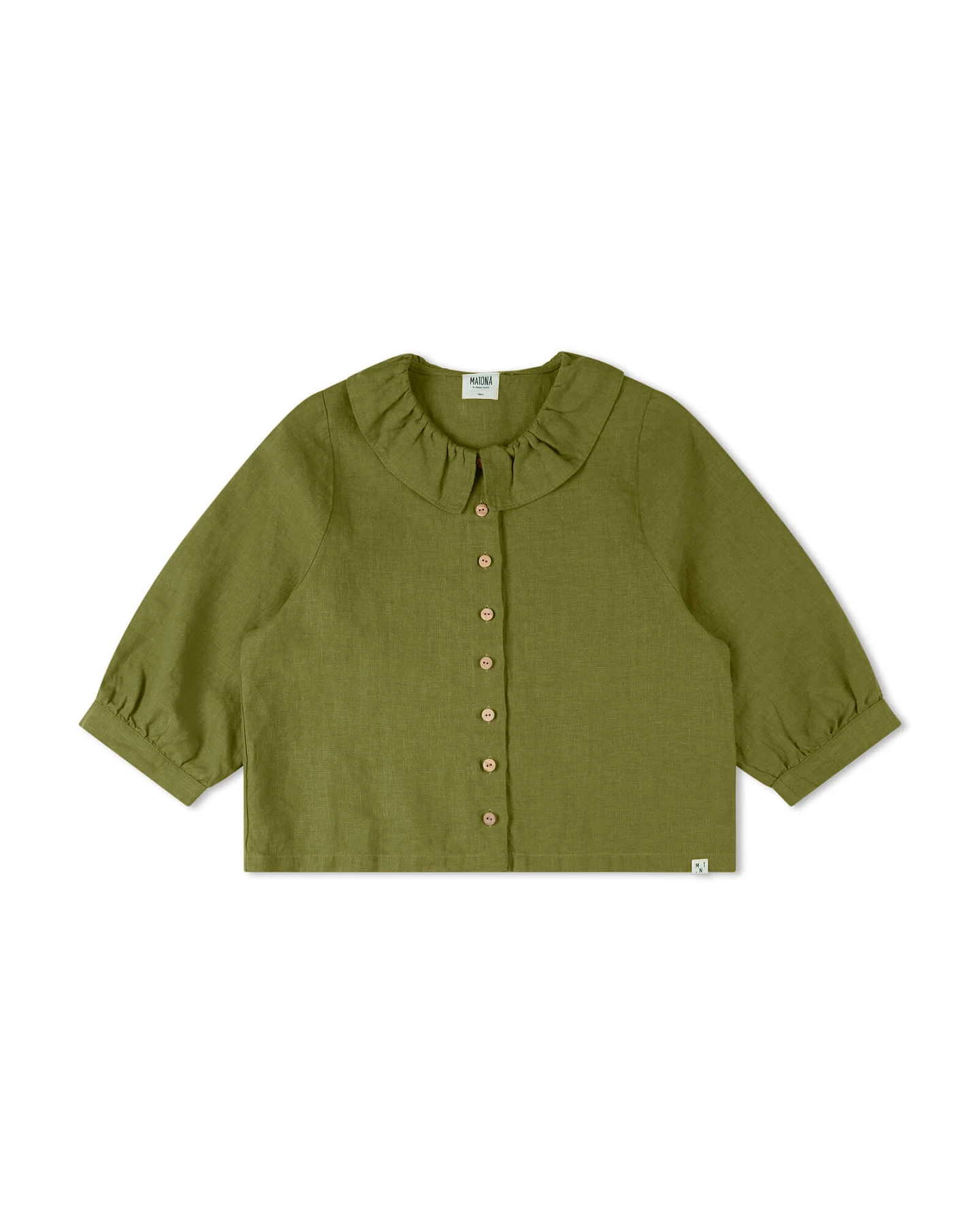 MATONA Damen vegan Bluse Mit Rüschenkragen Kardamom Grün – Ansicht 2