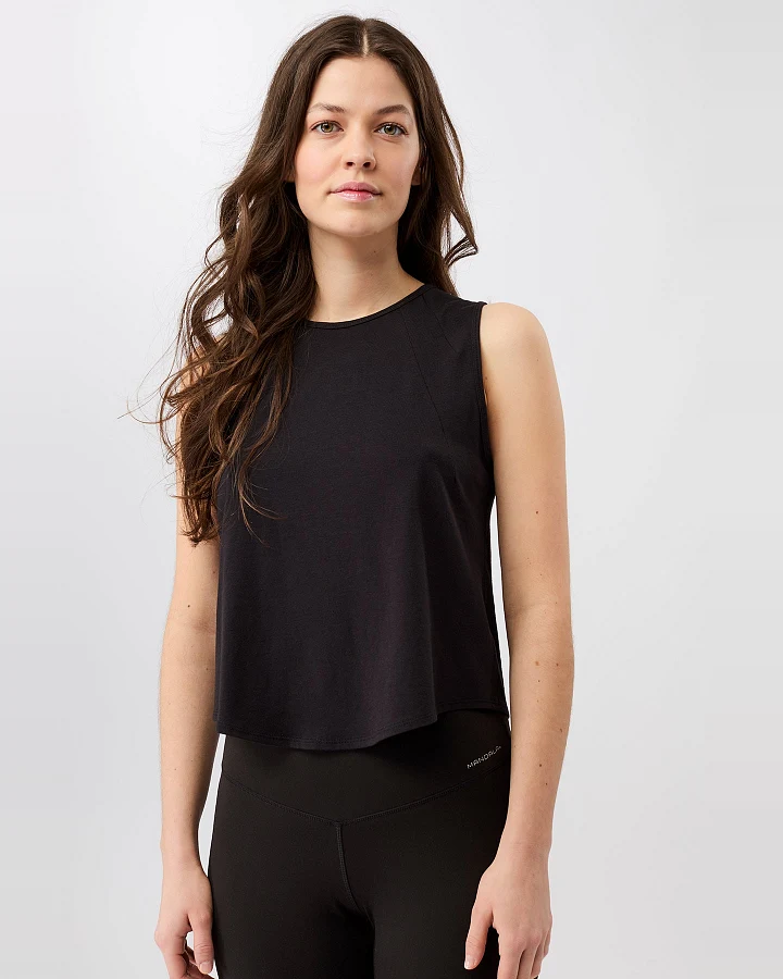 MANDALA Damen vegan Tank Top Cropped Activewear Schwarz