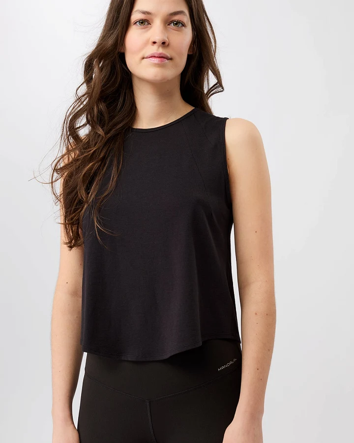 MANDALA Damen vegan Tank Top Cropped Activewear Schwarz