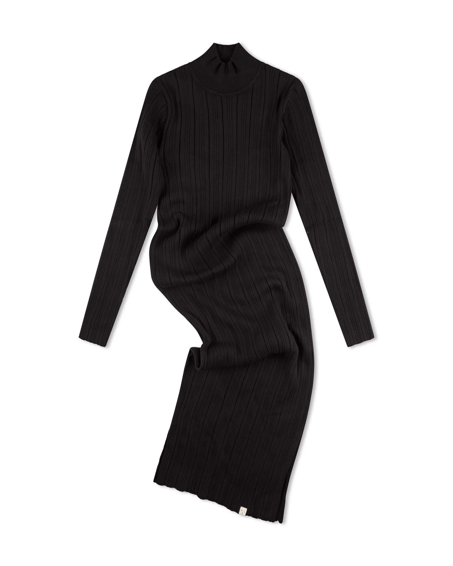 MATONA Damen vegan Kleid Gerippt Onyx Schwarz – Ansicht 2