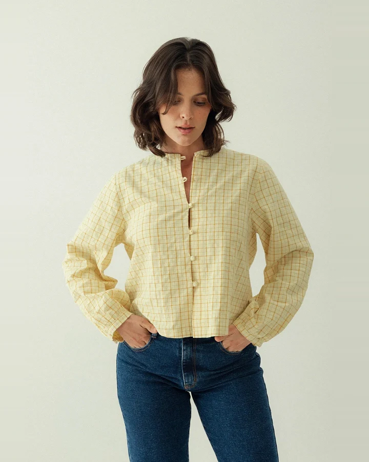Clotsy Damen vegan Bluse Ane Gelb