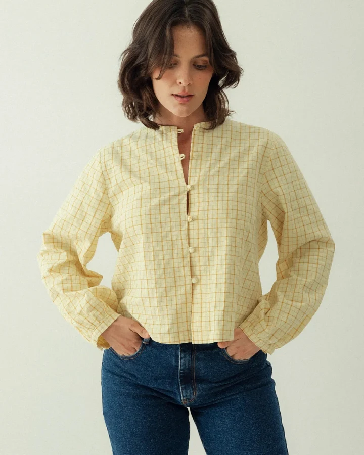 Clotsy Damen vegan Bluse Ane Gelb