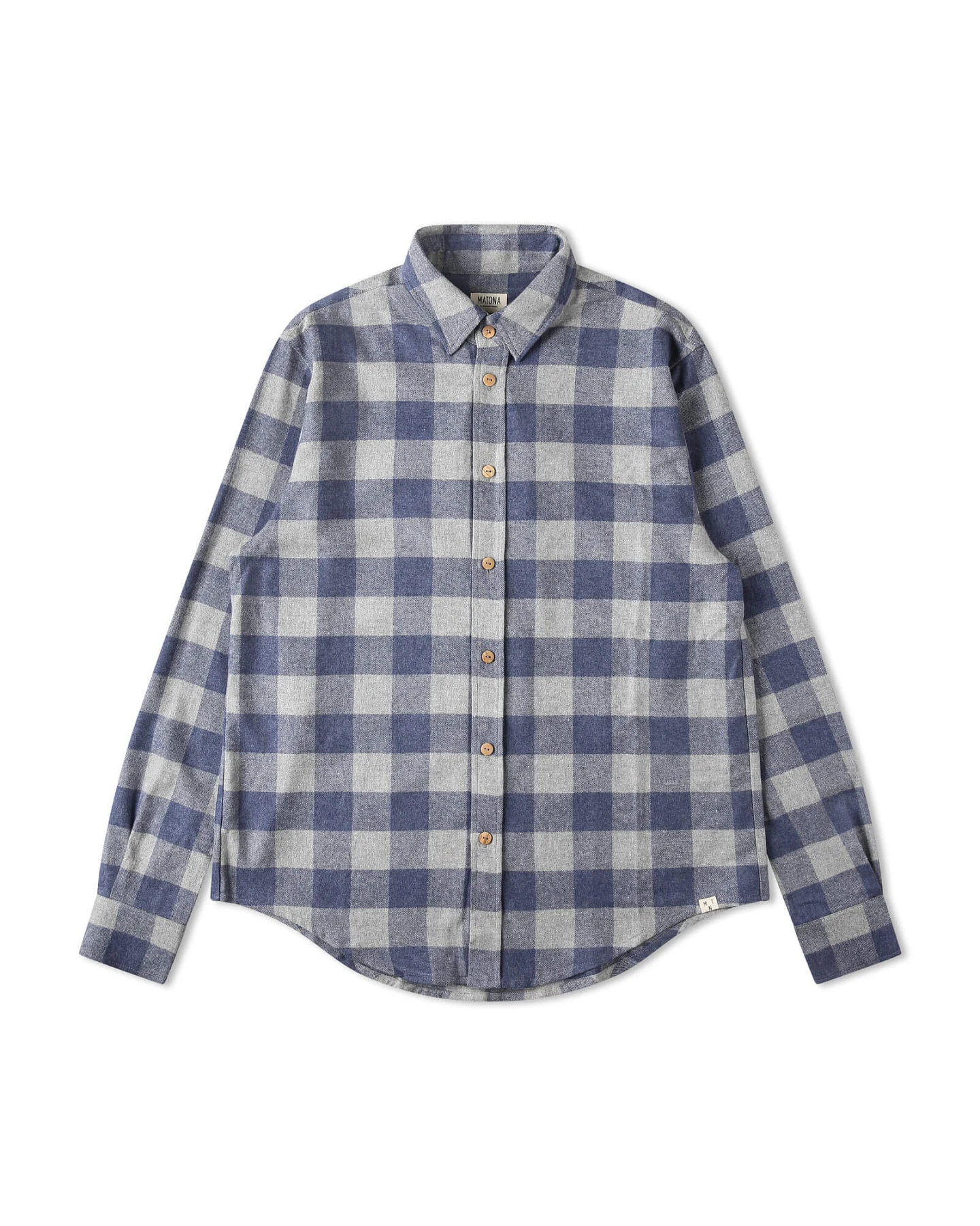 MATONA Herren vegan Hemd Flanell Kariert Blau – Ansicht 2