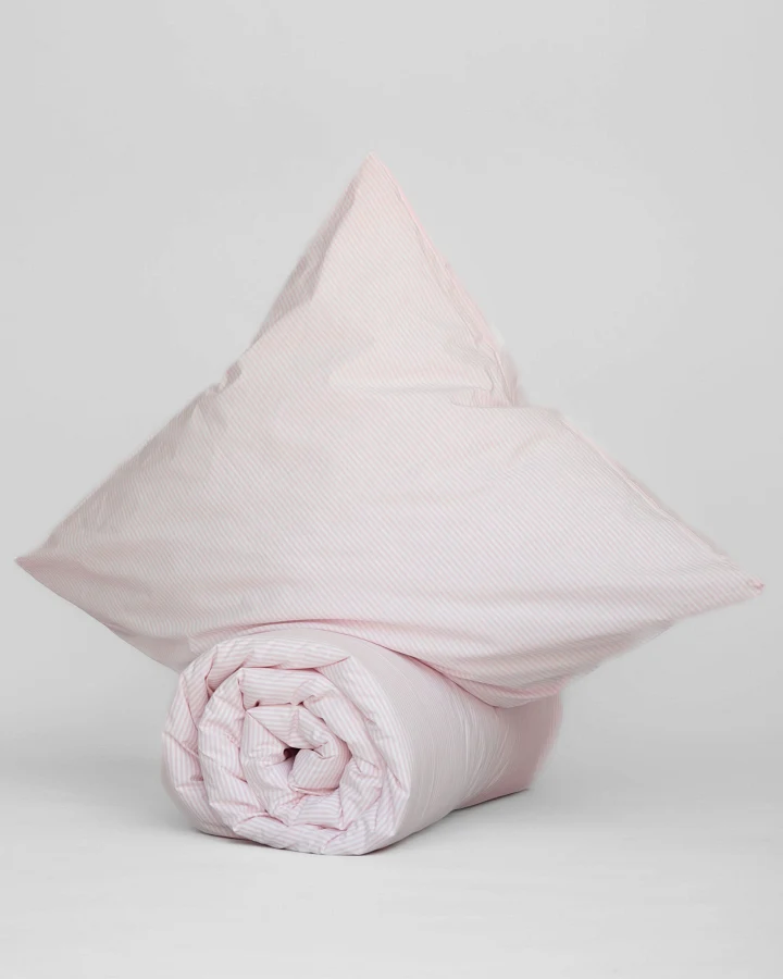MELA unisex vegan Bettwäsche-Set Majuli Rose/Natural White Stripes