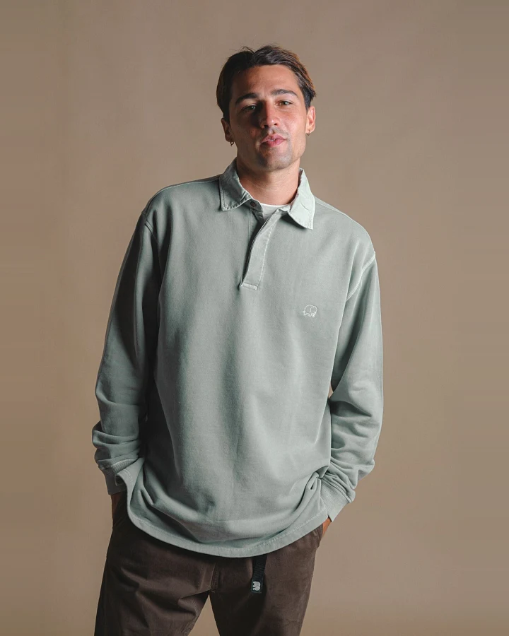 Trendsplant Herren vegan Polopullover Carvalho Pigment Silber Grün