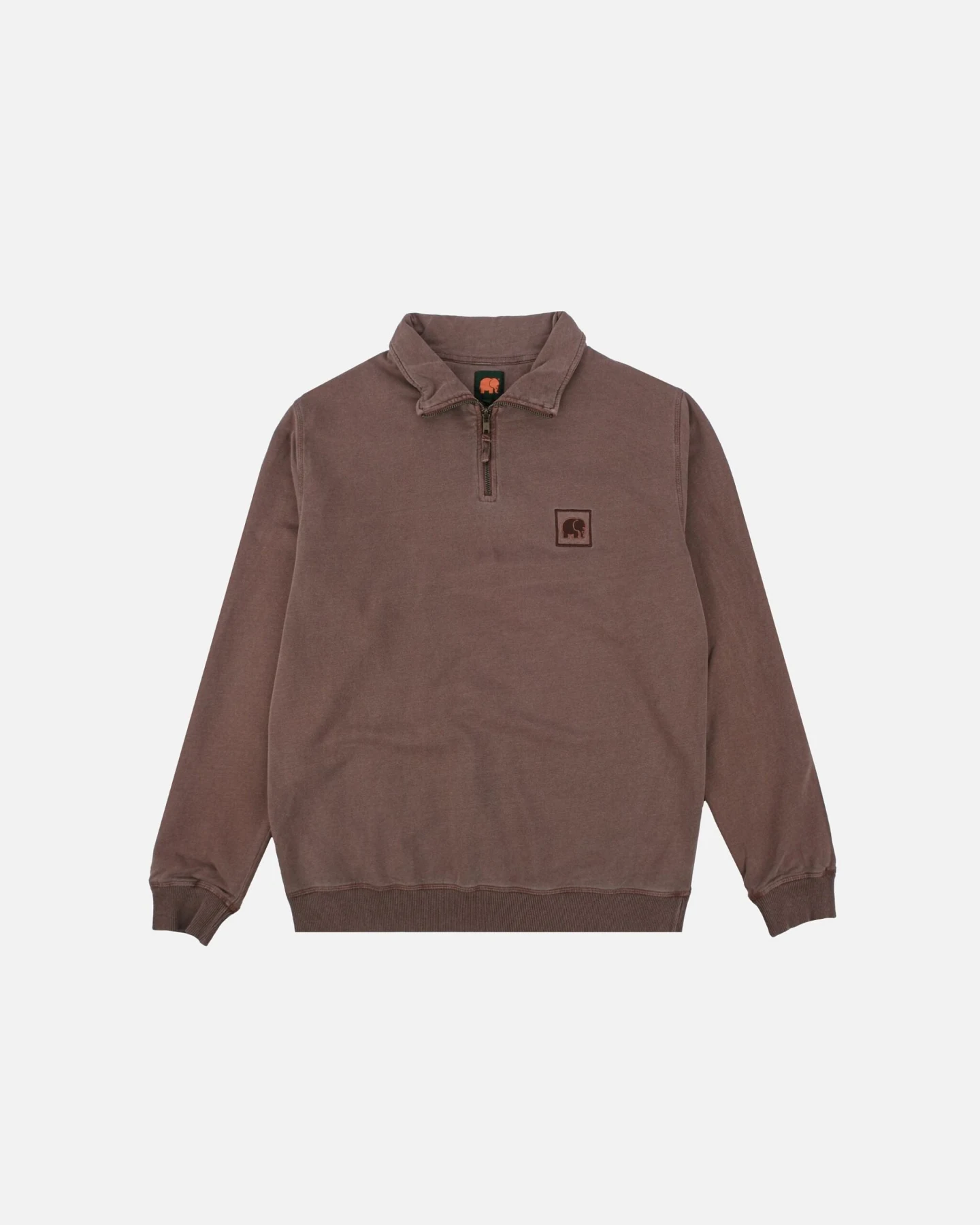 Trendsplant Herren vegan Pullover Quarter Zip Sauce Pigment Kastanienbraun – Ansicht 2