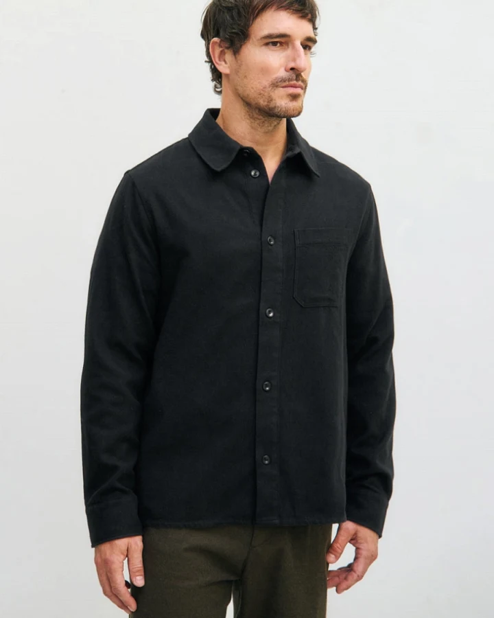 Rotholz Herren vegan Hemd Flanell Schwarz