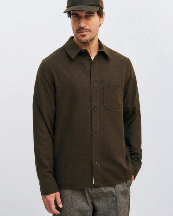 Rotholz Herren vegan Hemd Flanell Braun
