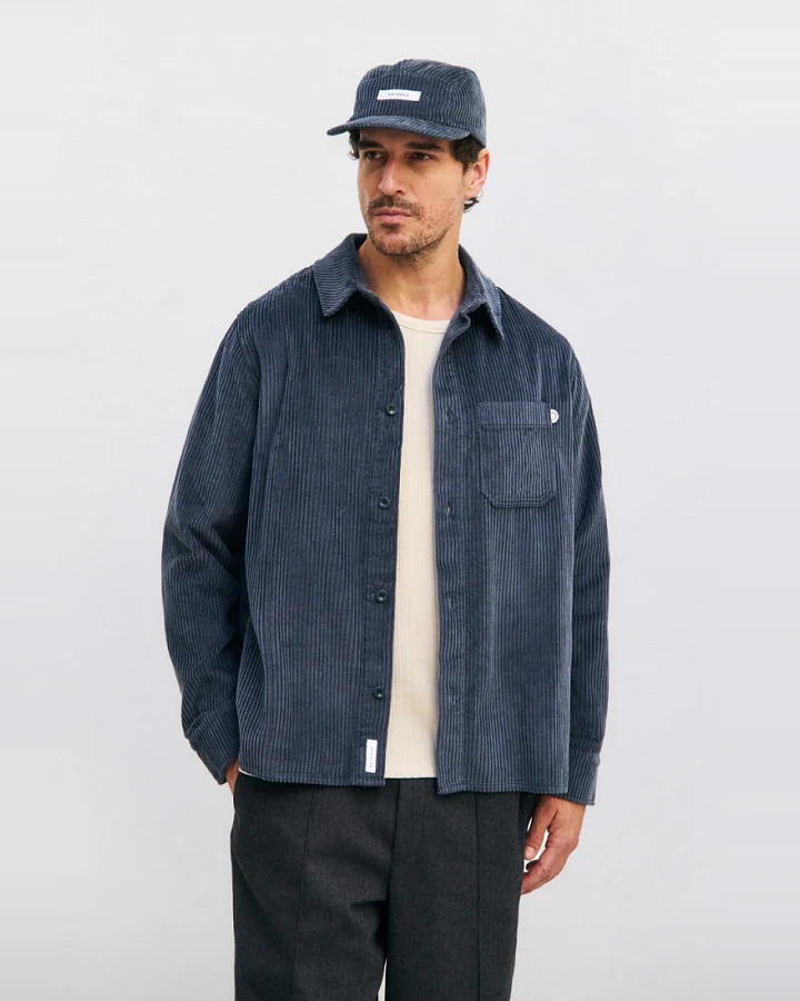Rotholz Herren vegan Hemd Cord Blau