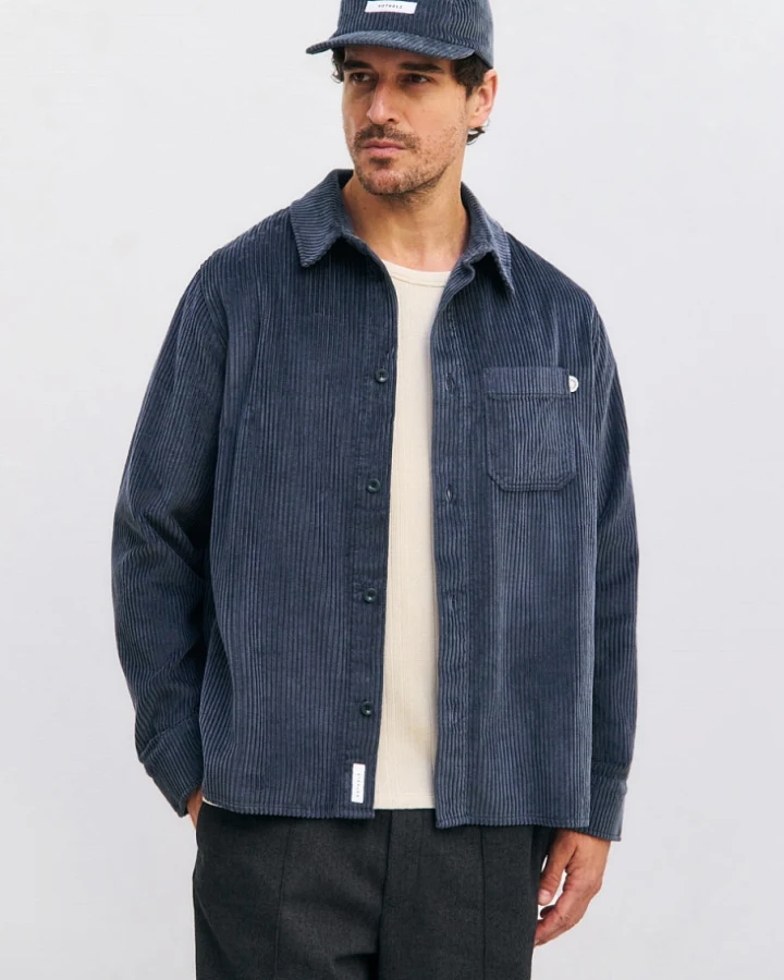 Rotholz Herren vegan Hemd Cord Blau