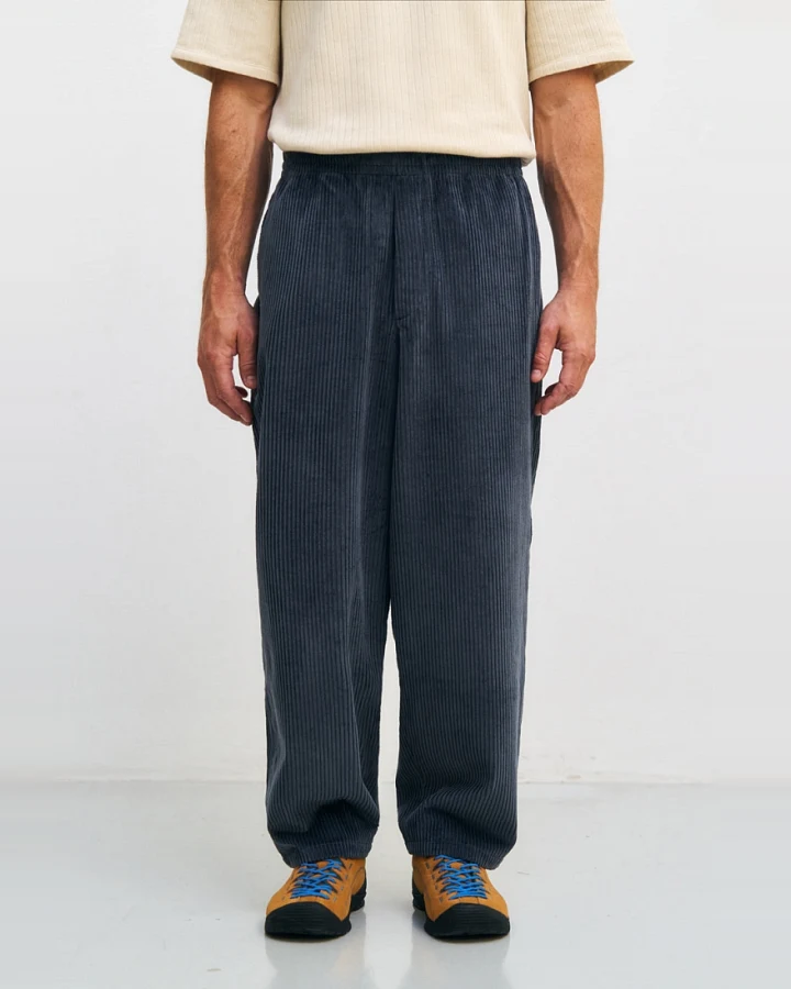 Rotholz Herren vegan Hose Wide Cord Blau