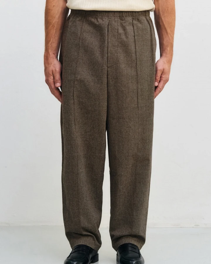 Rotholz Herren vegan Hose Wide Pleated Canvas Braun
