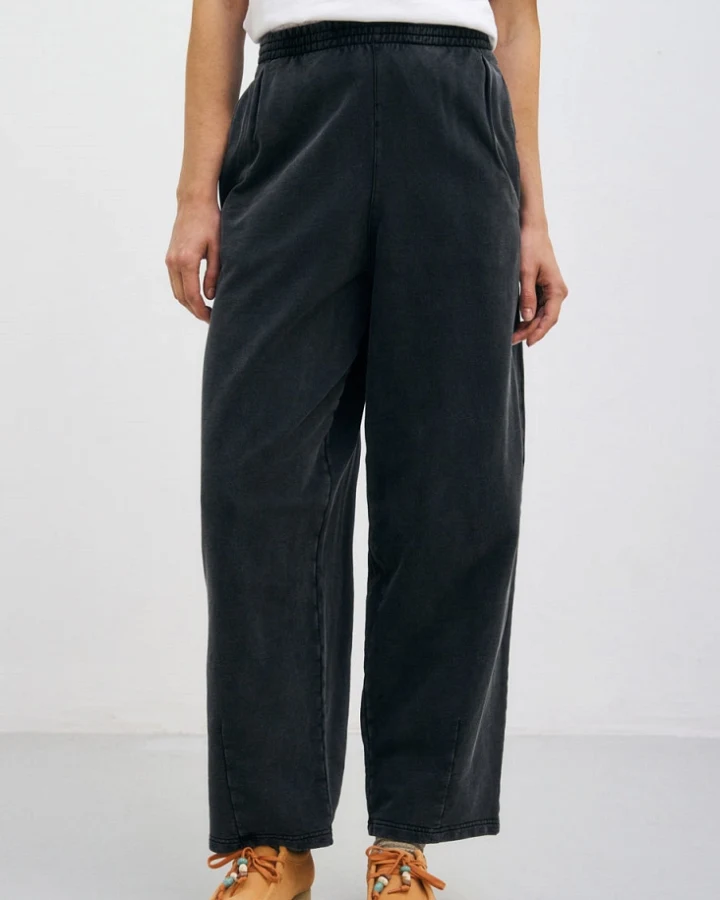 Rotholz Damen vegan Jogginghose Washed Black