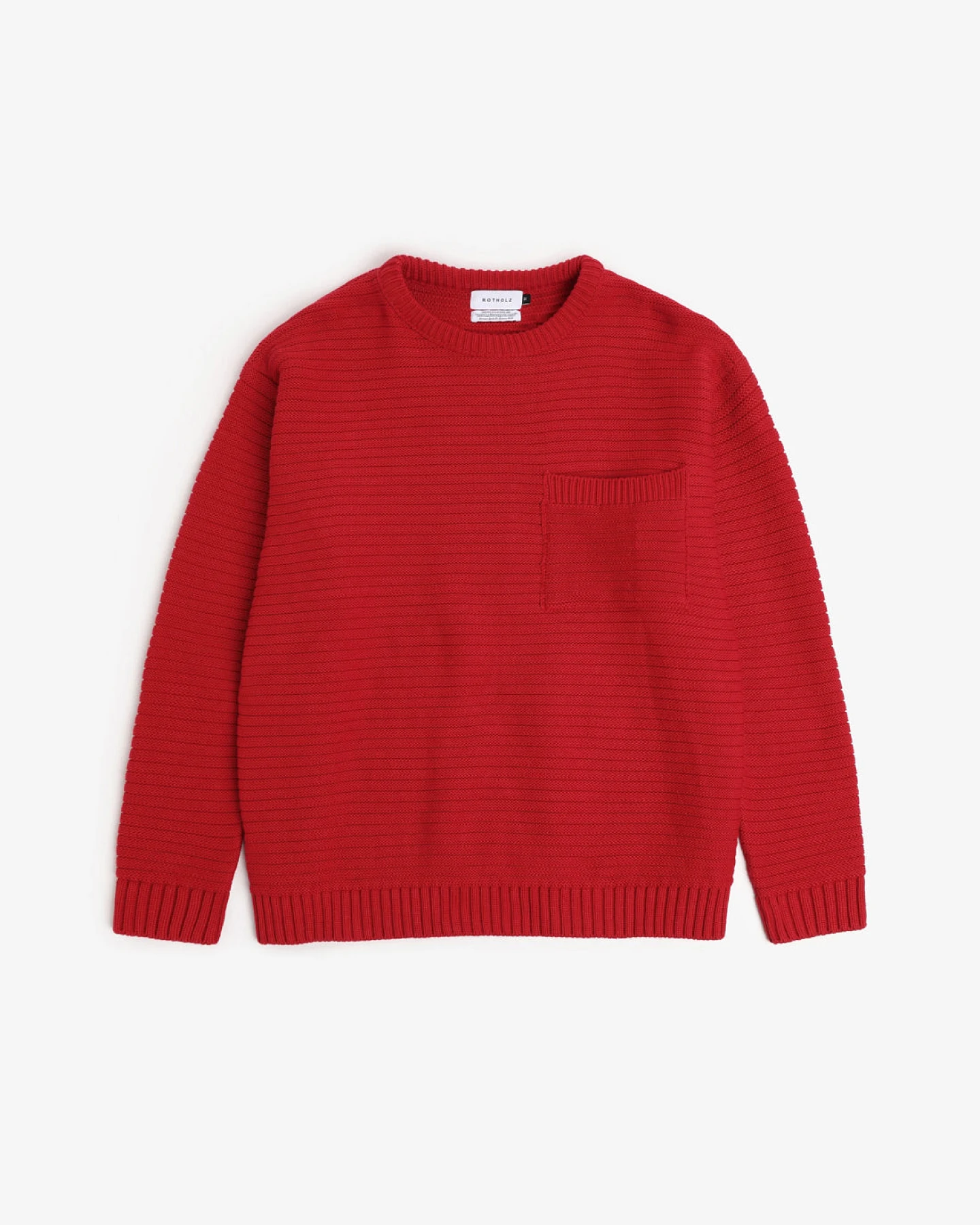Rotholz Herren vegan Strickpullover Gerippt Hellrot – Ansicht 2
