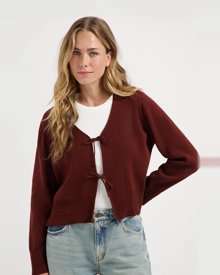 Kuyichi Damen vegan Strickjacke Bess Brick Dark Red