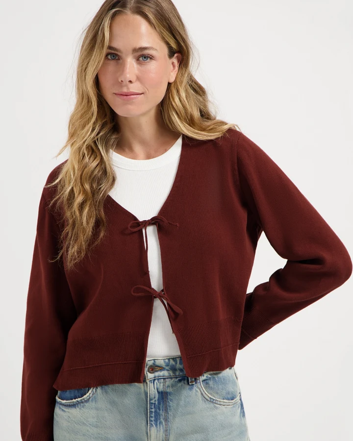 Kuyichi Damen vegan Strickjacke Bess Brick Dark Red