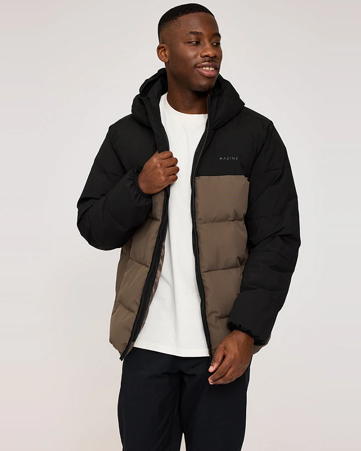 Mazine Herren vegan Pufferjacke Schwarz-Oliv