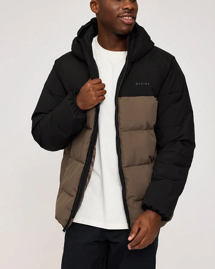 Mazine Herren vegan Pufferjacke Schwarz-Oliv