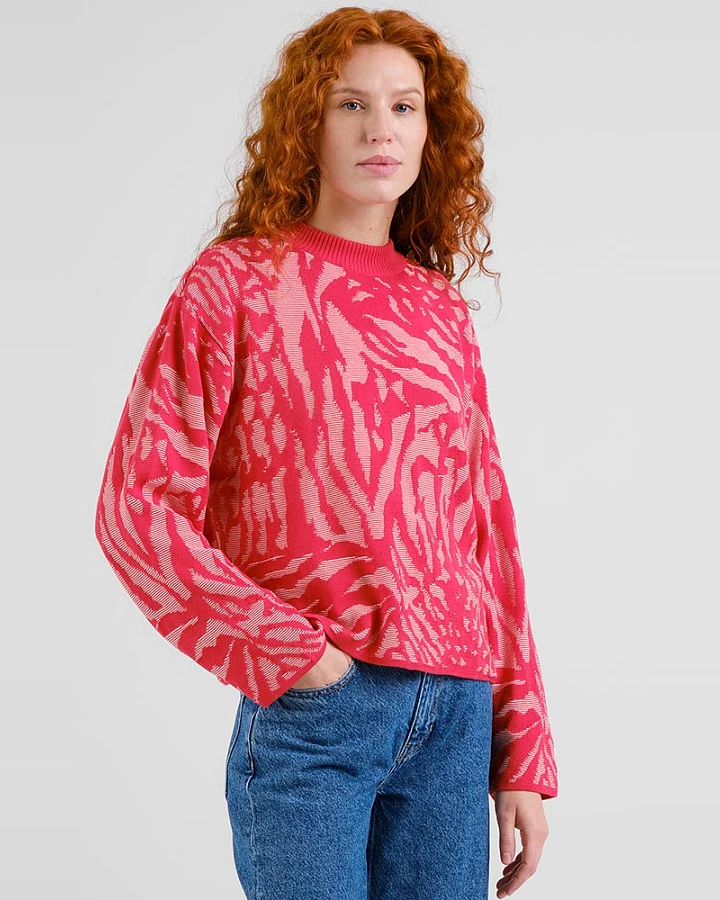 DEDICATED Damen vegan Pullover Limhamn Animal Print Rosa