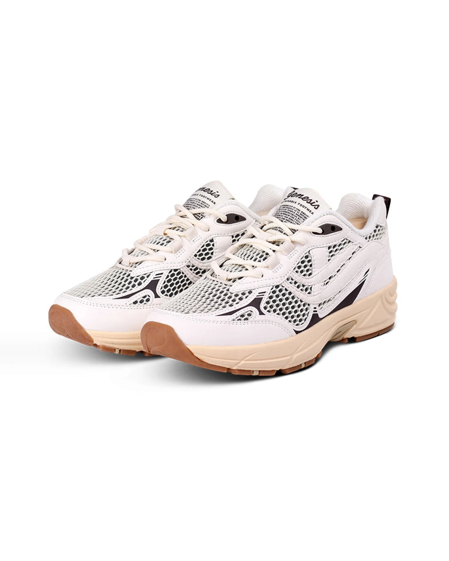 Genesis Herren vegan Sneaker G-Eco'99 2-Tone Mesh Weiß/Braun – Ansicht 2