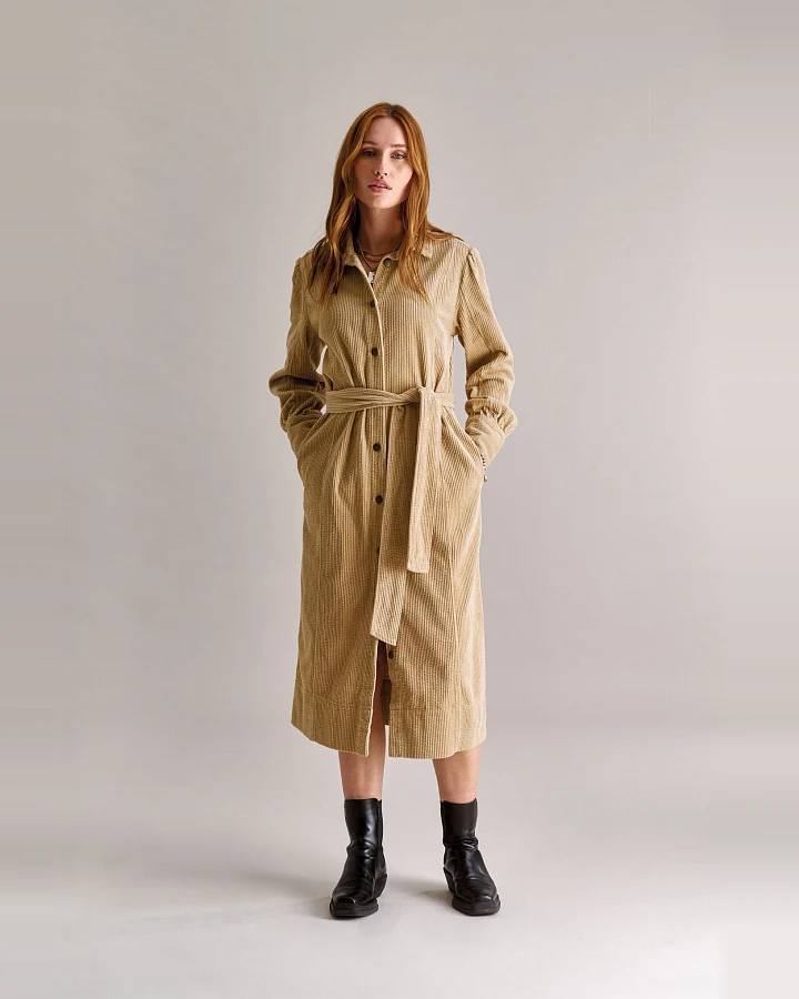 KOMODO Damen vegan Kleid Haritti Cord Croissant Beige