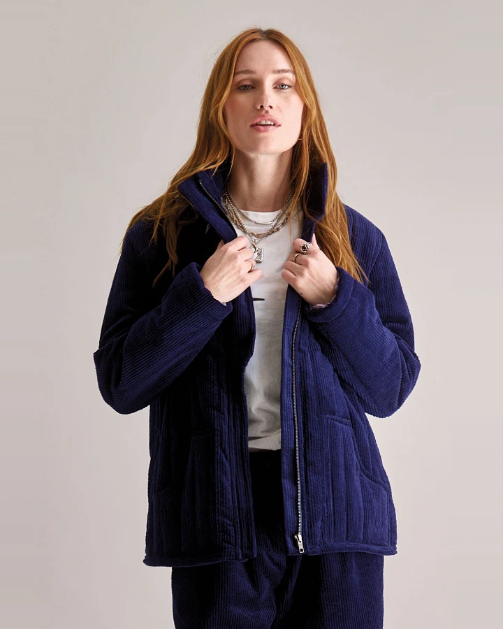 KOMODO Damen vegan Mantel Georgia Cord Navy