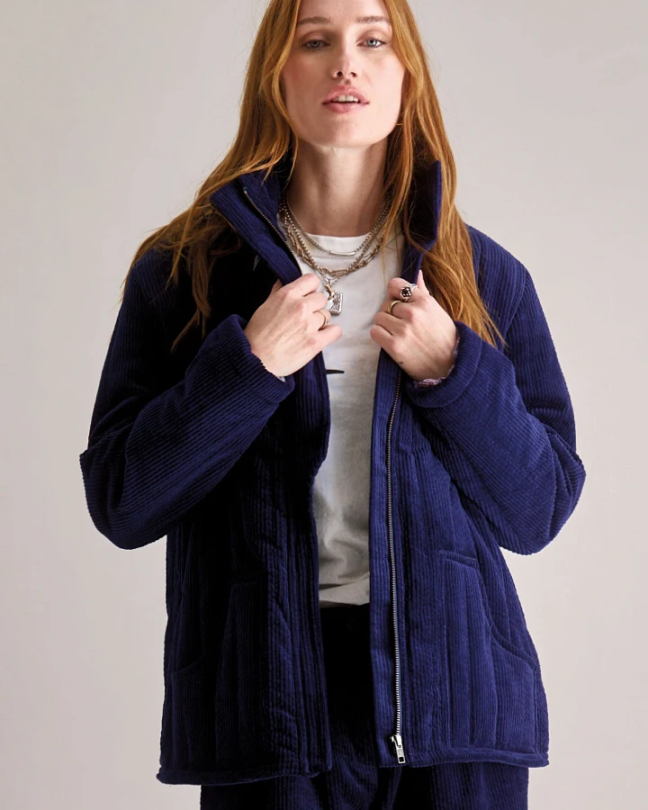 KOMODO Damen vegan Mantel Georgia Cord Navy