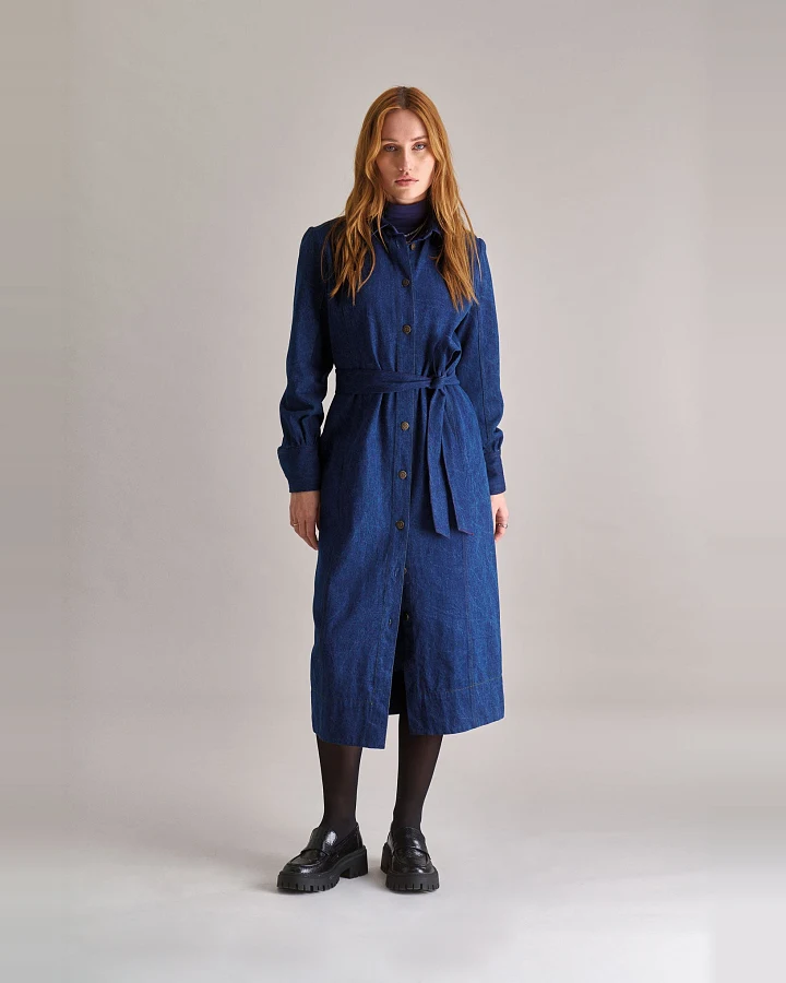 KOMODO Damen vegan Kleid Denim Hariti Dunkelblau
