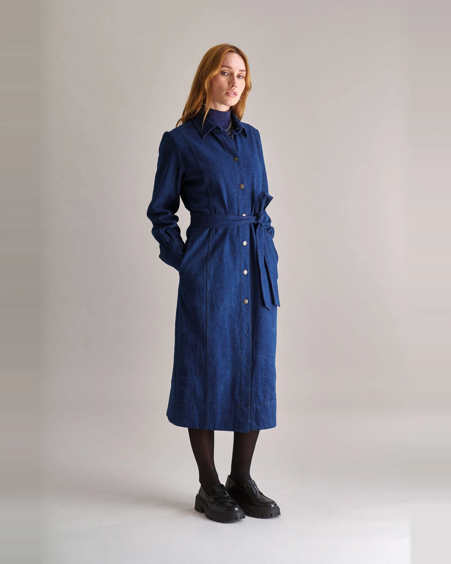 KOMODO Damen vegan Kleid Denim Hariti Dunkelblau – Ansicht 2
