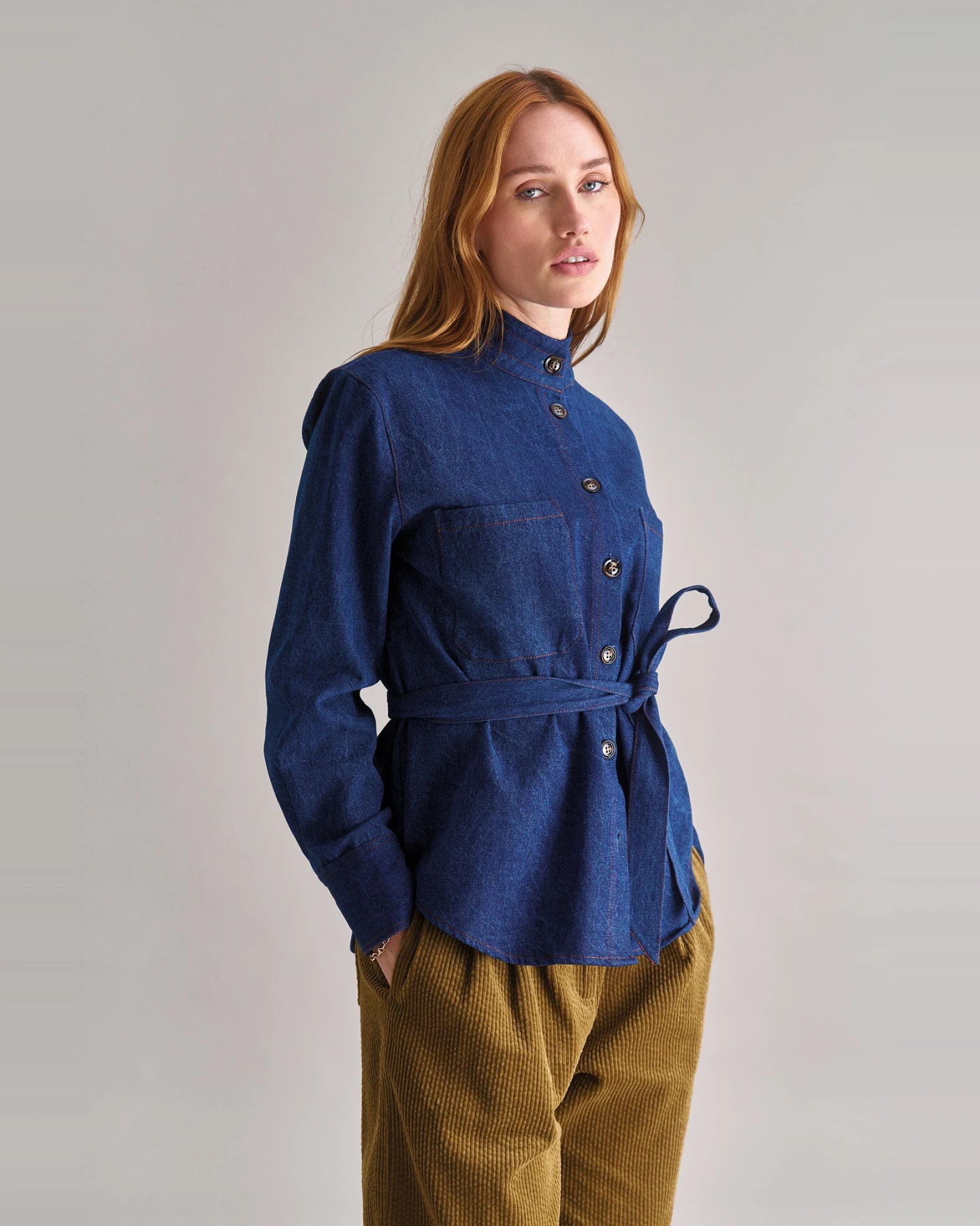 KOMODO Damen vegan Hemd Denim Ford Dunkelblau – Ansicht 2