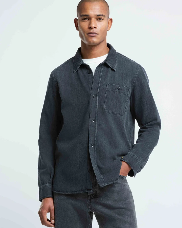 Kings of Indigo Herren vegan Overshirt Juntoku Quercus Dunkelgrau