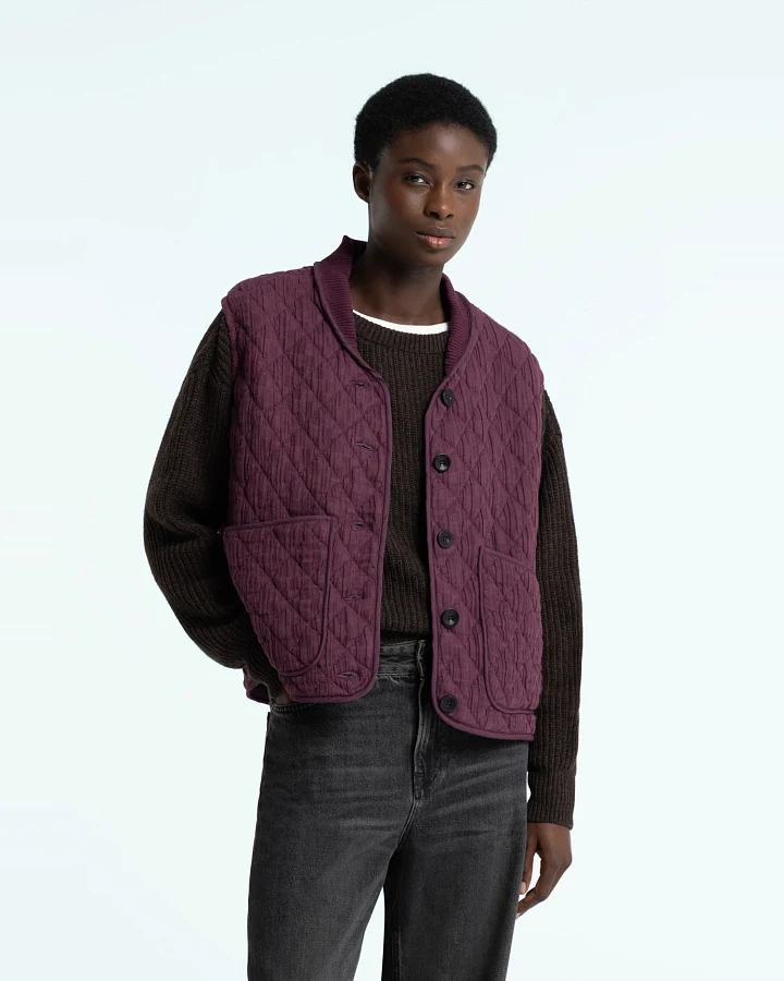 Kings of Indigo Damen vegan Weste Kiko Unisex Mauve Wein Lila