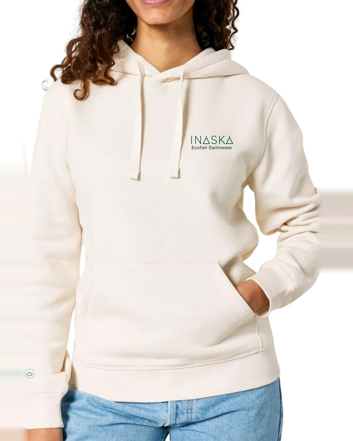 Inaska Damen vegan Hoodie Unisex Vintage Weiß Dunkelgrün