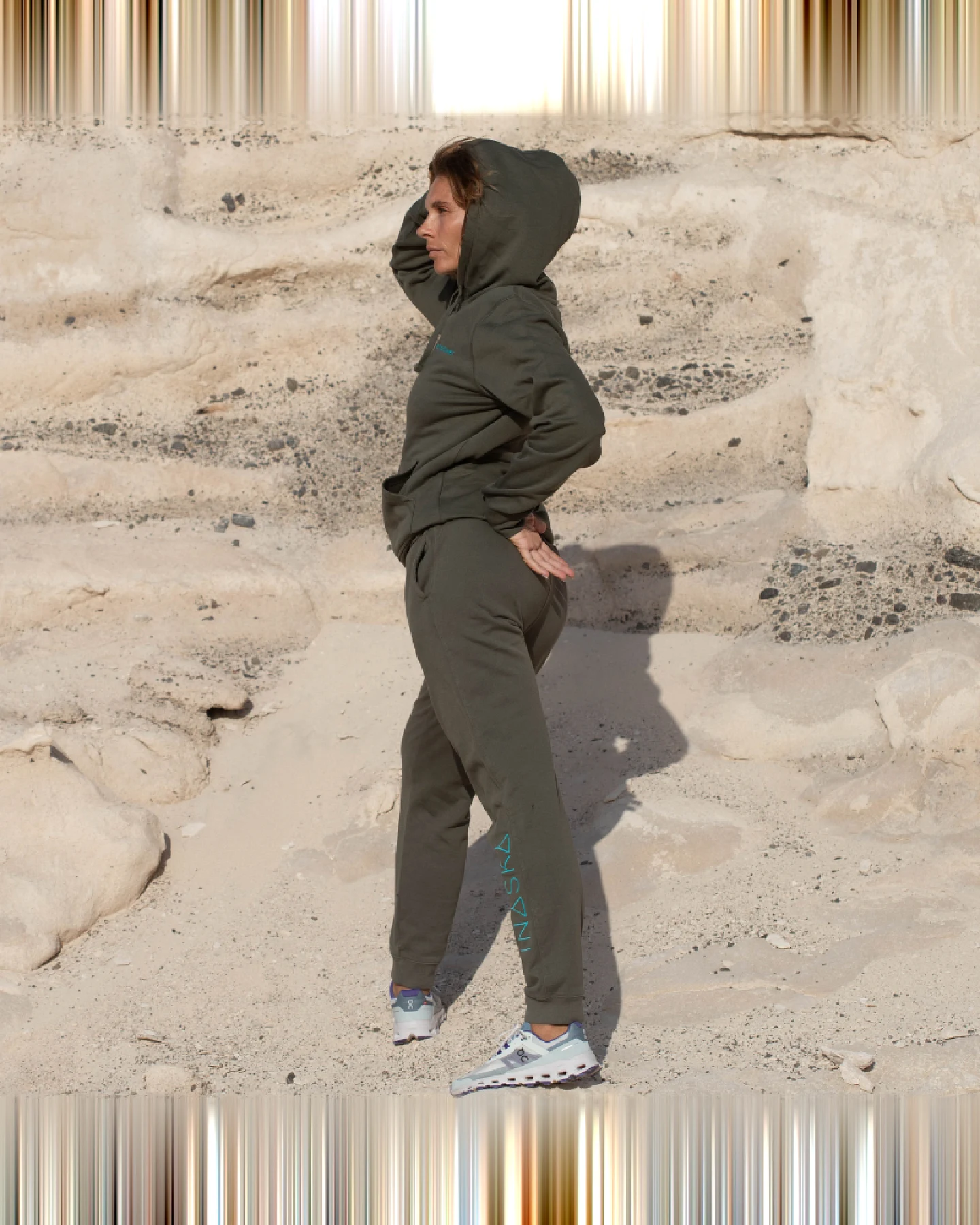 Inaska Herren vegan Jogginghose Inaska Khaki Sage – Ansicht 2
