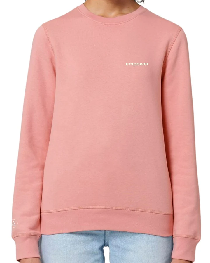 Inaska Damen vegan Pullover Unisex Statement Empower Weiches Rosa Creme