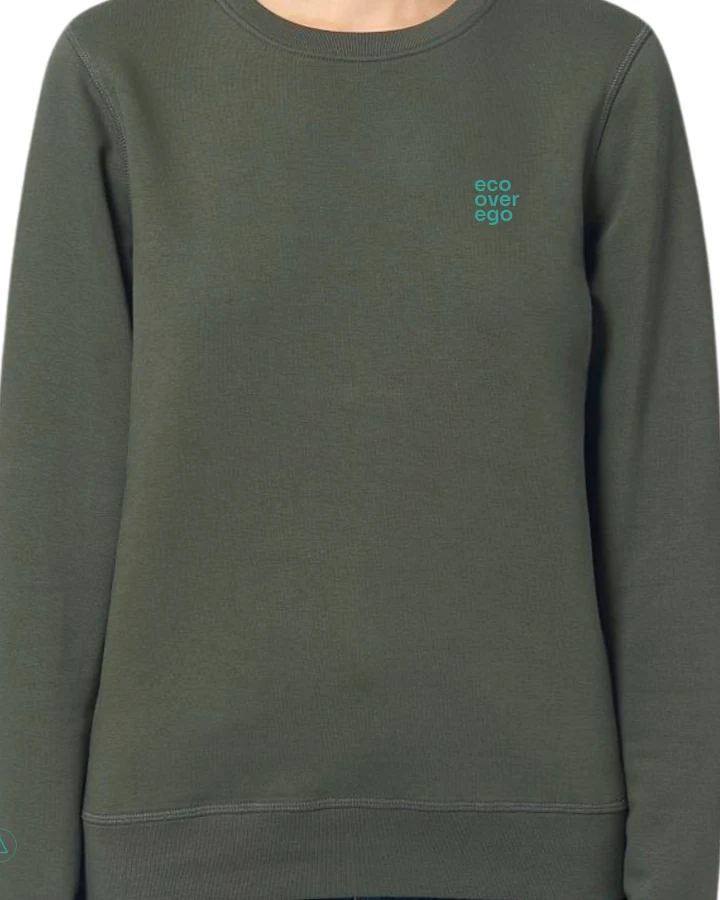 Inaska Damen vegan Sweatshirt Eco Statement Khaki Türkis
