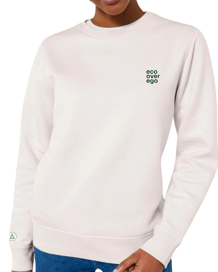Inaska Damen vegan Pullover Inaska Statement Eco Vintage Weiß Grün