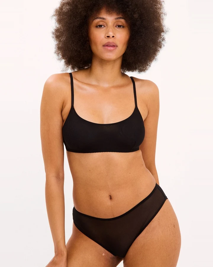 Understatement Damen vegan Bh Mesh Scoop Schwarz