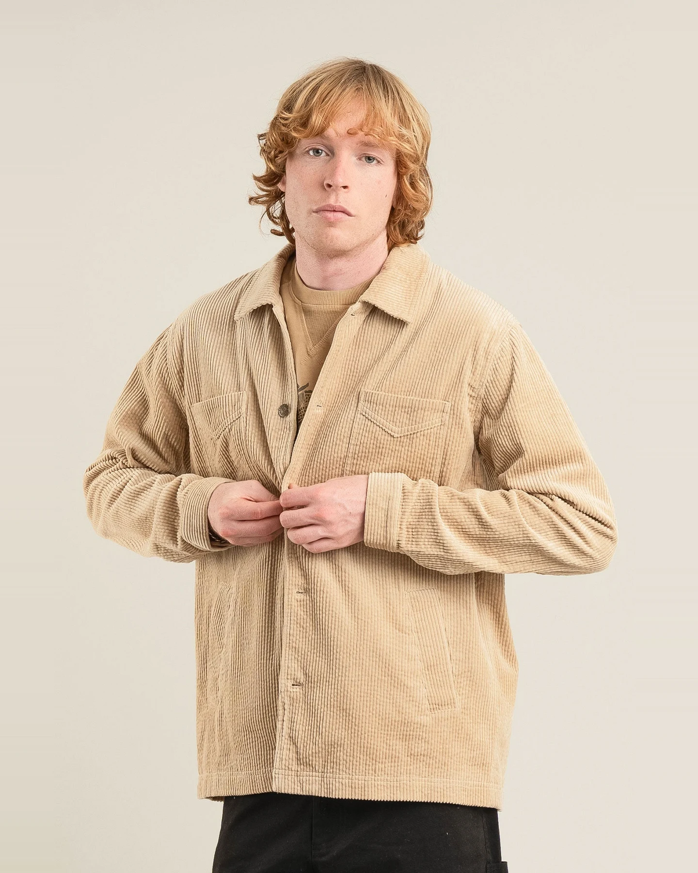 KOMODO Herren vegan Jacke Stanley Cord Croissant Beige – Ansicht 2