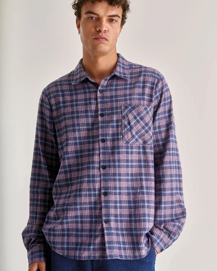 KOMODO Herren vegan Hemd Flanell Santi Lila