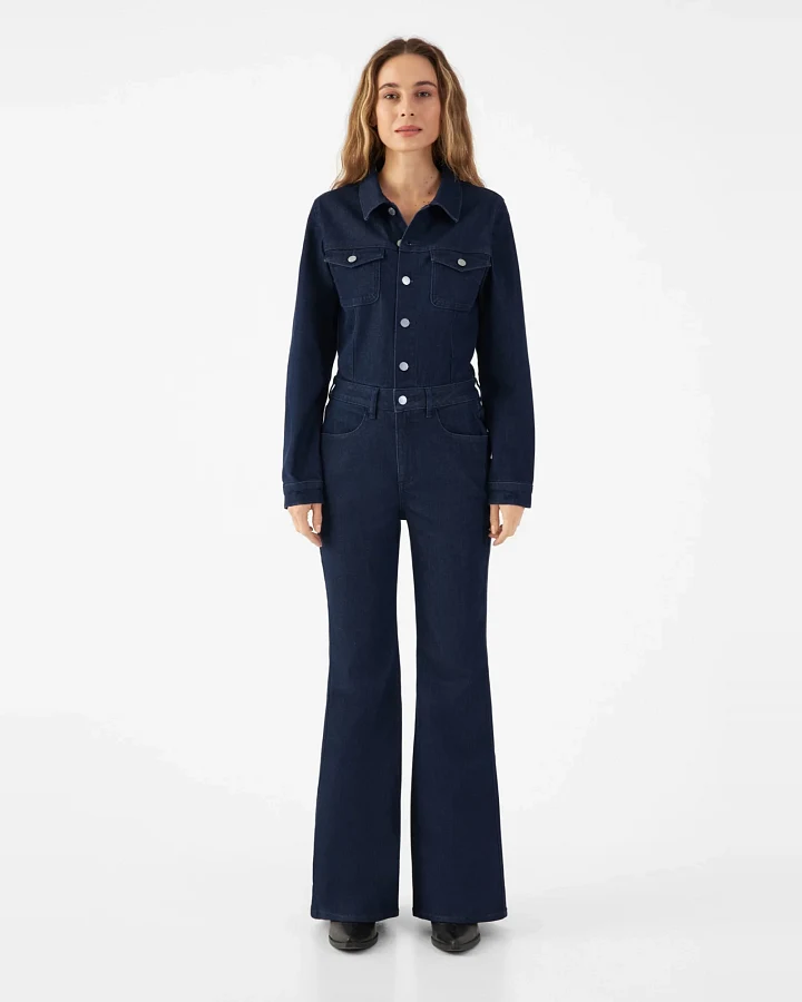 Dawn Damen vegan Overall Flared Grace Rinse Blau