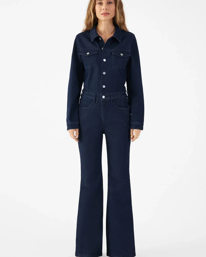 Dawn Damen vegan Overall Flared Grace Rinse Blau