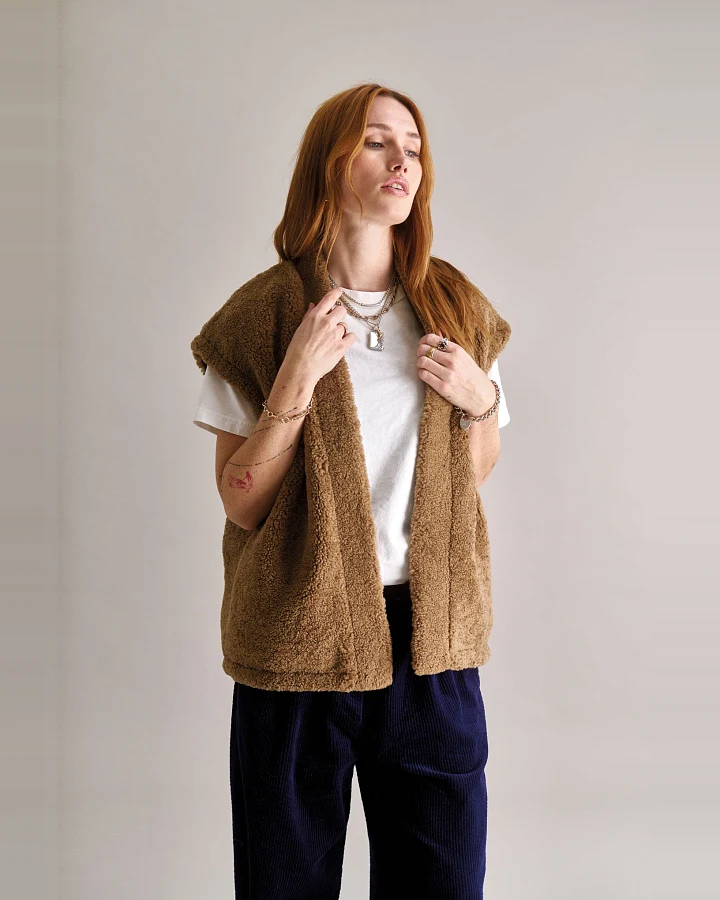 KOMODO Damen vegan Weste Reversible Georgie Hellbraun